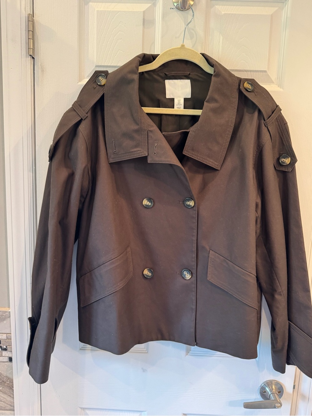Chocolate Brown Women's Double-Breasted Short Trench Coat